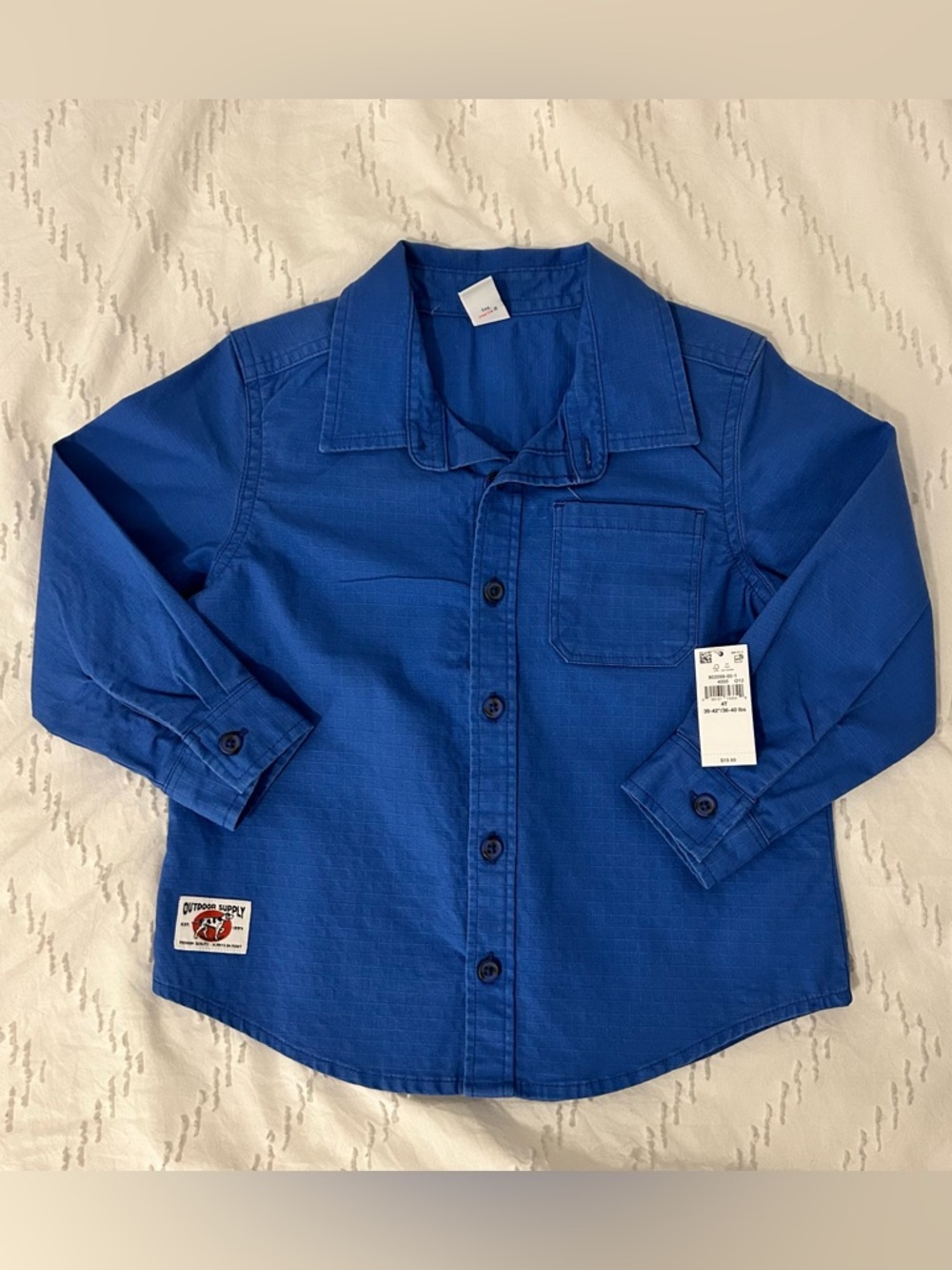 Old Navy Boys Blue Long Sleeve Button Down Ripstop Shirt Toddler 4T Fall NEW